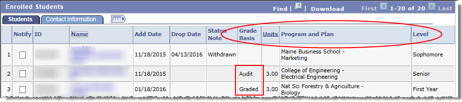 class roster grade basis